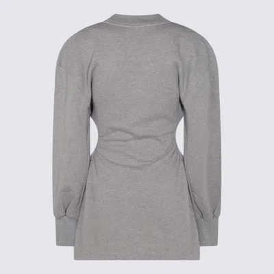 Attico Peplum Cotton Fleece Minidress In Gray