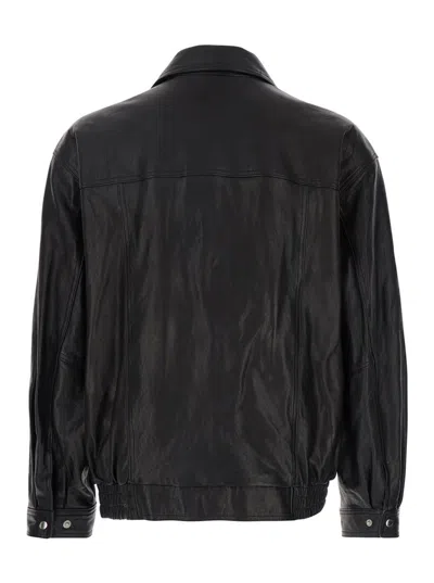 Dunst Black Jacket With Pockets On The Front And Elastic Hem In Leather Man