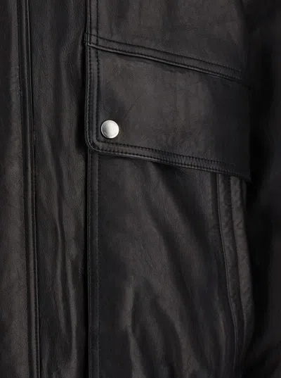 Dunst Black Jacket With Pockets On The Front And Elastic Hem In Leather Man