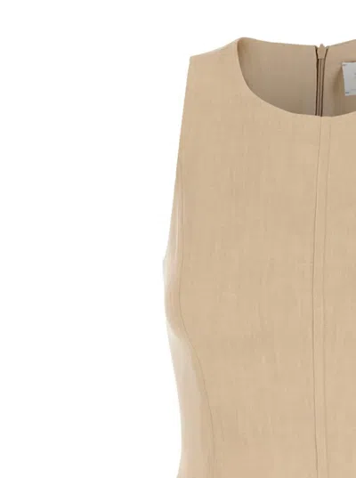 Eleventy Beige Long Sleeveless Dress In Linen Woman In Neutral