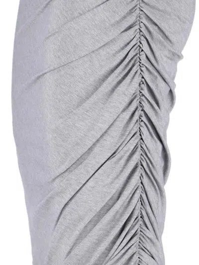 Attico Ruched Knee Length Skirt With Side Gathering In Gray