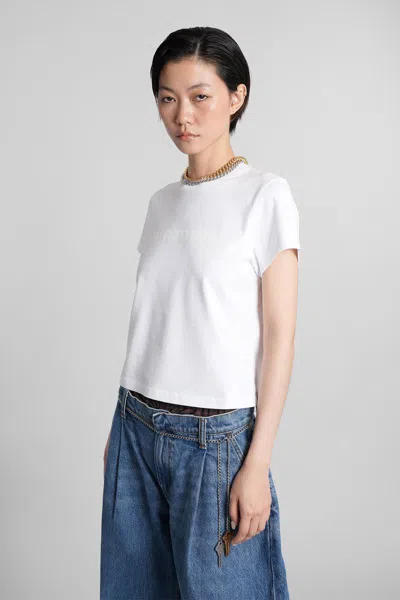 Alexander Wang Fitted Shrunken Tee With Classic Crew Neckline In White