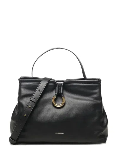 Coccinelle Ring-detail Top-handle Bag In Black