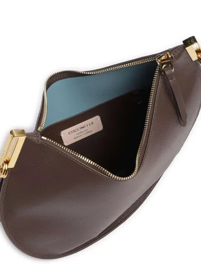 Coccinelle Half-moon Zip-top Bag In Brown