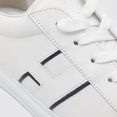 Hogan White Leather Sneakers With Logo Design And Rubber Sole In White