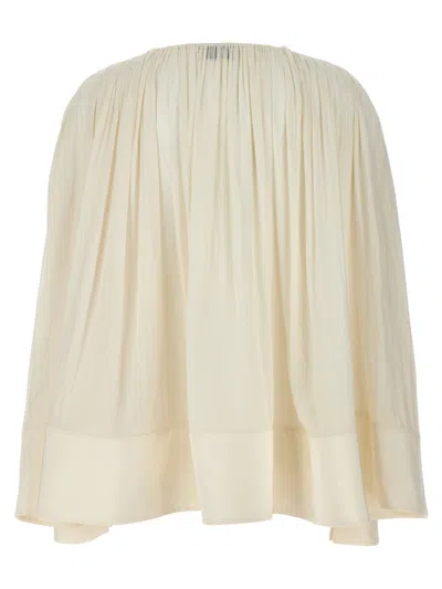 Lanvin Pleated Tie Detail Loose Fit Shirt In Neutral