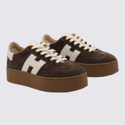 Hogan Suede Platform Sole Sneakers In Brown