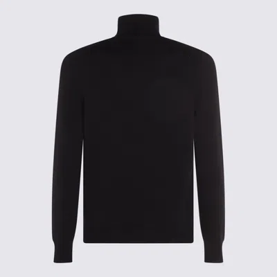 Malo Ribbed Turtleneck Sweater Long Sleeves In Black