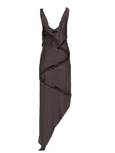 Attico Abito Midi Asimmetrico Con Dettaglio Attorcigliato In Brown