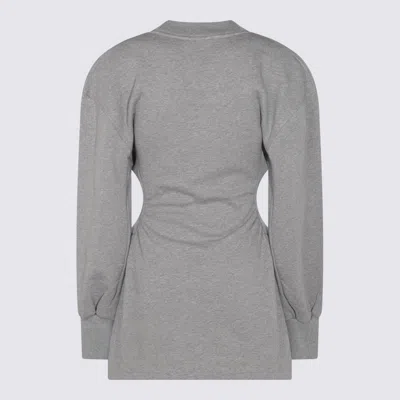 Attico Peplum Cotton Fleece Minidress In Gray