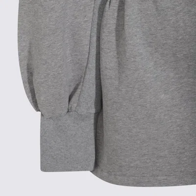 Attico Peplum Cotton Fleece Minidress In Gray