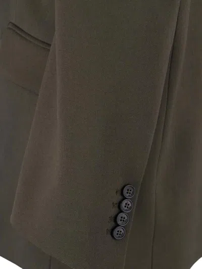 Attico Single-breasted Virgin Wool Blazer In Brown