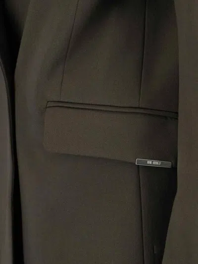 Attico Single-breasted Virgin Wool Blazer In Brown