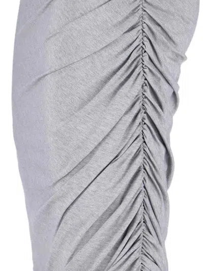 Attico Ruched Knee Length Skirt With Side Gathering In Gray