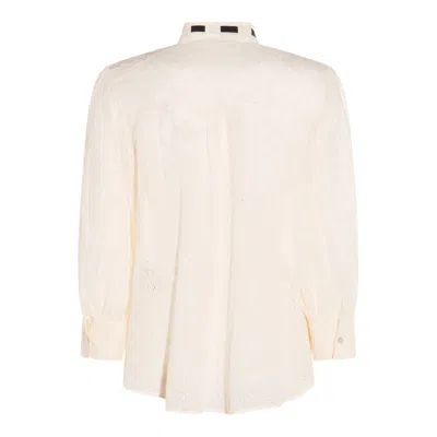 Valentino Embroidered Bow Stand Collar Long Sleeve Top In Neutral