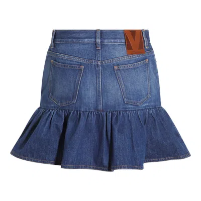 Valentino Ruffled Hem Skirt With Pockets And Belt Loops In Blue