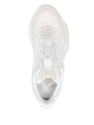 Fendi Flow Sneaker In White Mesh And Suede Women