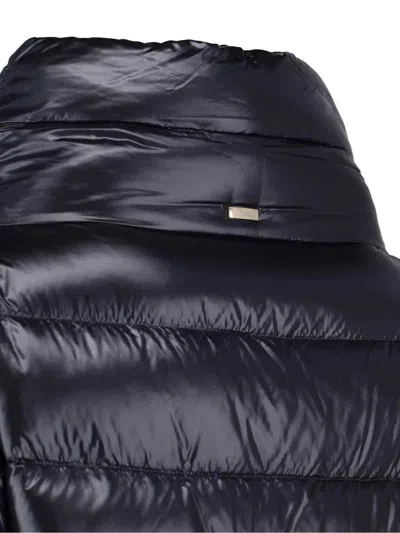 Herno Quilted High-collar Black Nylon Coat In Black