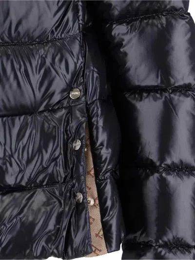 Herno Quilted High-collar Black Nylon Coat In Black