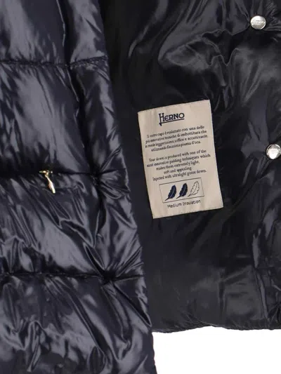 Herno Quilted High-collar Black Nylon Coat In Black