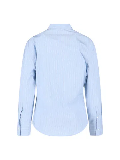 Rohe Róhe Asymmetrical Stripe Shirt In Light Blue Cotton In Blue