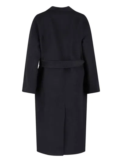 Rohe Black Wool Coat With Shawl Collar In Black