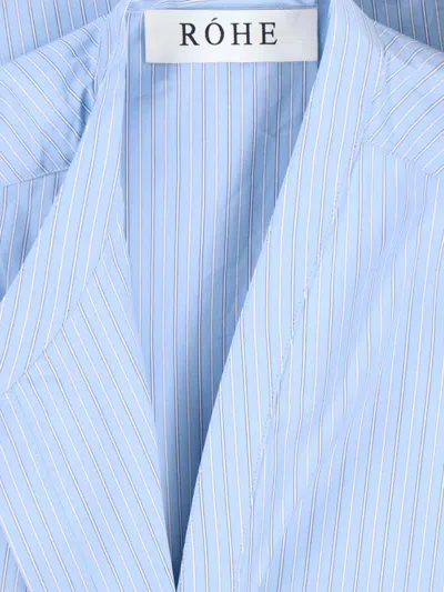 Rohe Róhe Asymmetrical Stripe Shirt In Light Blue Cotton In Blue