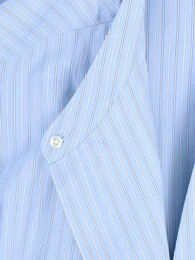 Rohe Róhe Asymmetrical Stripe Shirt In Light Blue Cotton In Blue