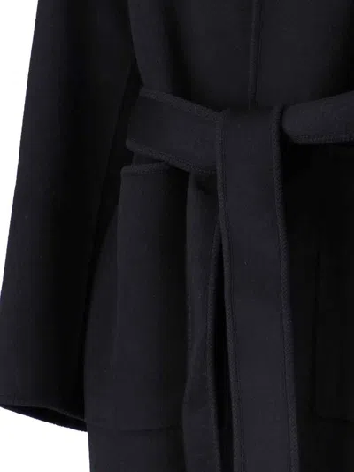 Rohe Black Wool Coat With Shawl Collar In Black