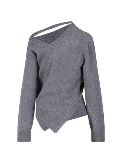 Rohe Róhe Asymmetrical Grey Wool And Cashmere Sweater In Gray
