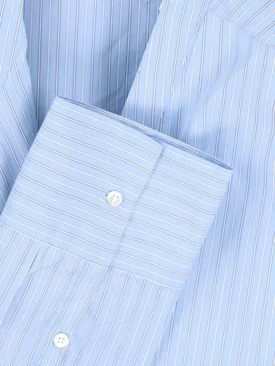 Rohe Róhe Asymmetrical Stripe Shirt In Light Blue Cotton In Blue