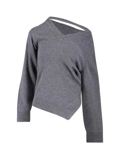 Rohe Róhe Asymmetrical Grey Wool And Cashmere Sweater In Gray