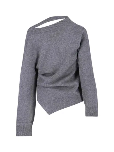 Rohe Róhe Asymmetrical Grey Wool And Cashmere Sweater In Gray