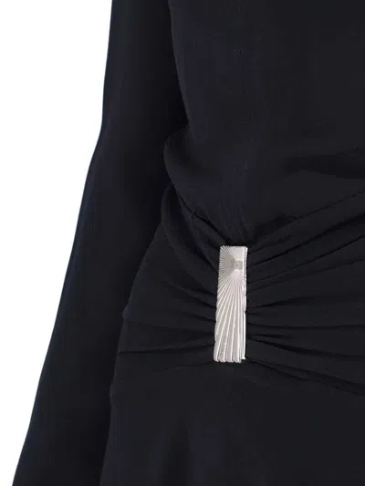 Attico Mini Dress With Deep V-neck In Black
