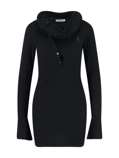 Attico Knee Length Dress Featuring Button Detailing In Black