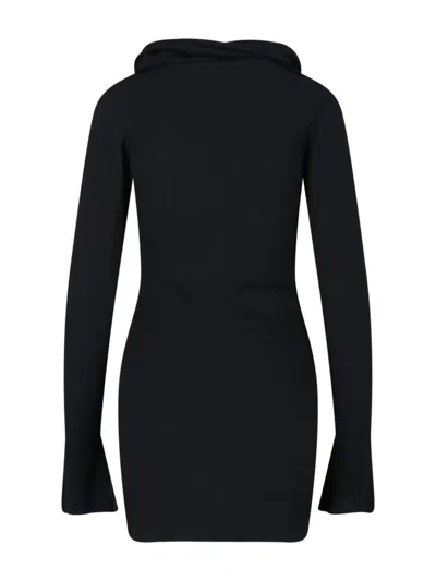Attico Knee Length Dress Featuring Button Detailing In Black