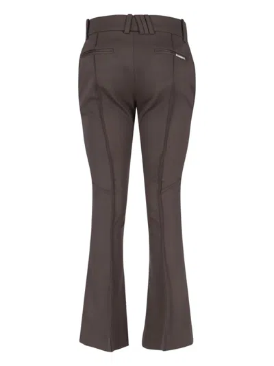 Attico Virgin Wool Bootcut Pants In Brown