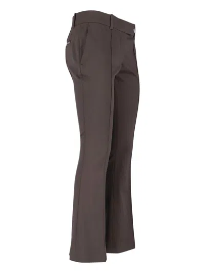 Attico Virgin Wool Bootcut Pants In Brown