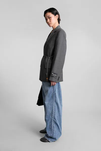 Alexander Wang Split Hem Wide Leg In Blue