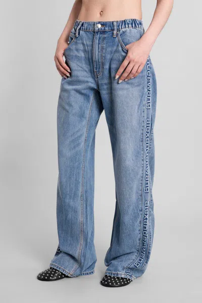 Alexander Wang Split Hem Wide Leg In Blue
