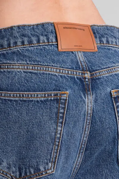 Alexander Wang Mid Rise Straight Jean With Embroidered Cuff In Blue