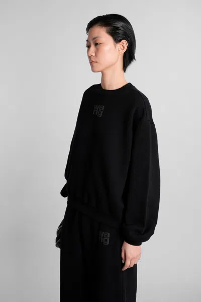 Alexander Wang Essential Logo Cotton Jersey Sweatshirt In Black
