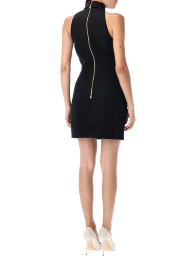 Balmain Black Dress With Pointed Collar And Logo Buttons On The Front In Black