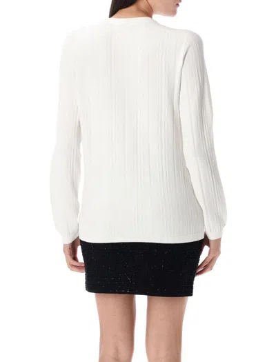 Balmain Maxi Shoulder Top Sweaters And Cardigans White In White