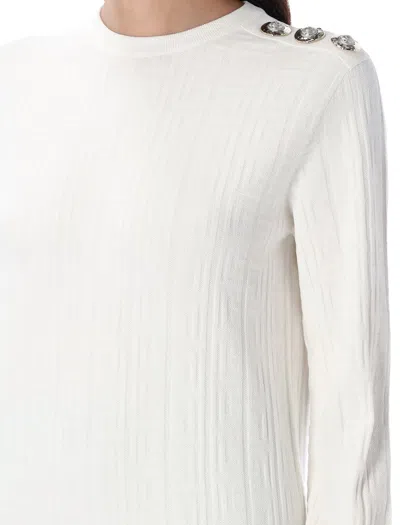 Balmain Maxi Shoulder Top Sweaters And Cardigans White In White