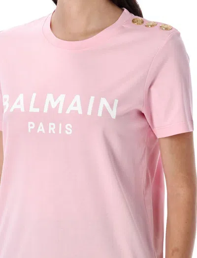 Balmain Tshirt 3 Btn Logo In Pink