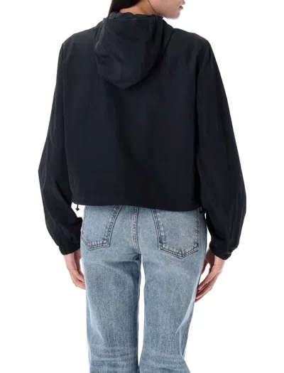 Burberry Cropped Nylon Hooded Jacket In Black