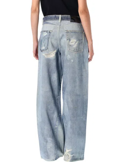 Our Legacy Wide Fit Digital Denim Print Trousers In Blue