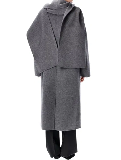 Rohe Róhe Signature Double-faced Scarf Coat In Gray