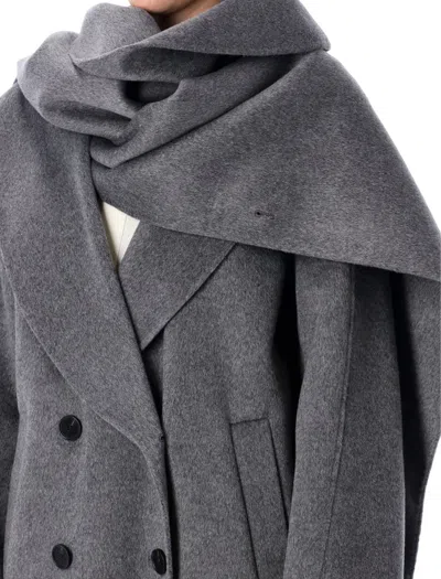 Rohe Róhe Signature Double-faced Scarf Coat In Gray